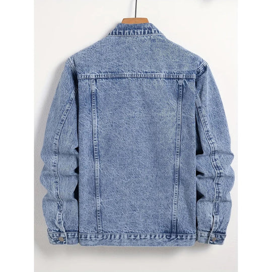 Herrenjacke Blau Klassisch Gerade Passform Herbst Winter 3