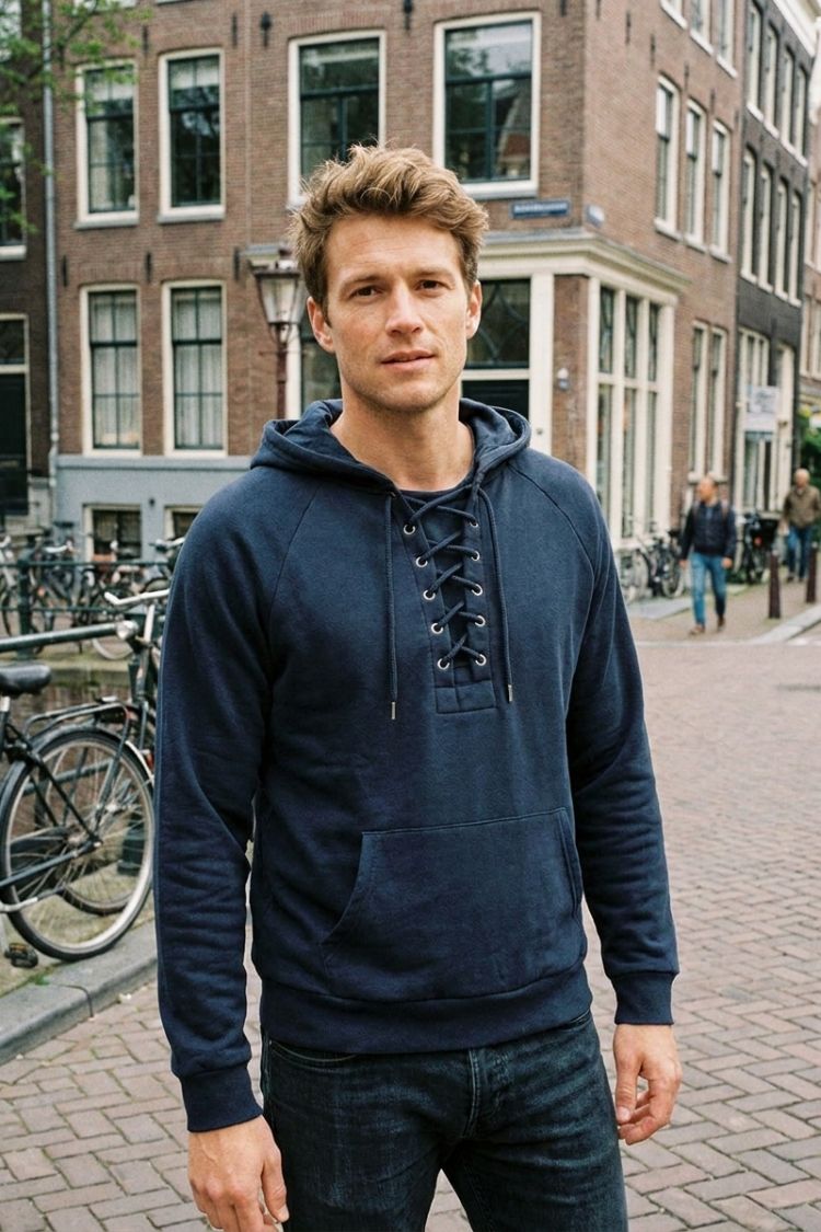 Herren Kapuzenpullover Schnürkragen Langarm Hoodie 10