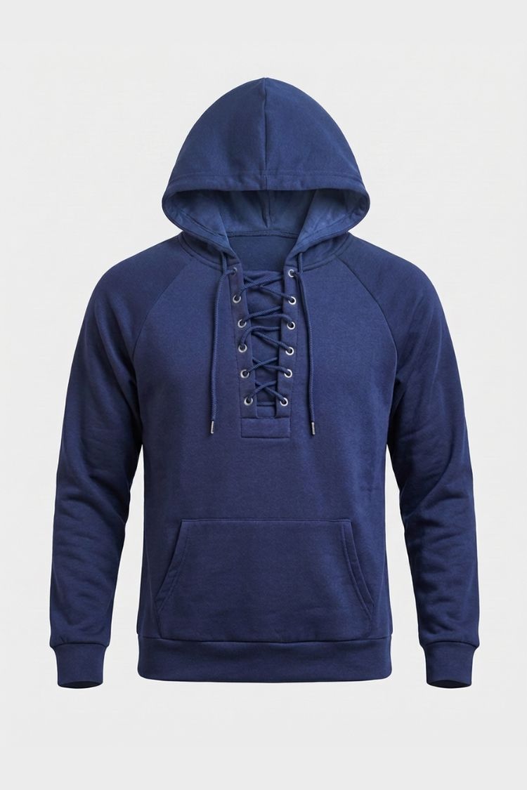 Herren Kapuzenpullover Schnürkragen Langarm Hoodie 5