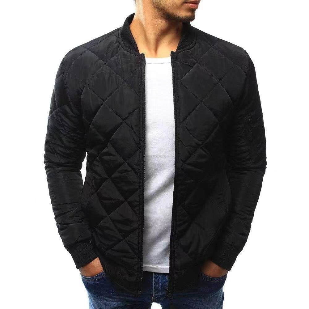 Herren gesteppte Übergangsjacke mit hohem Kragen und Taschen 0