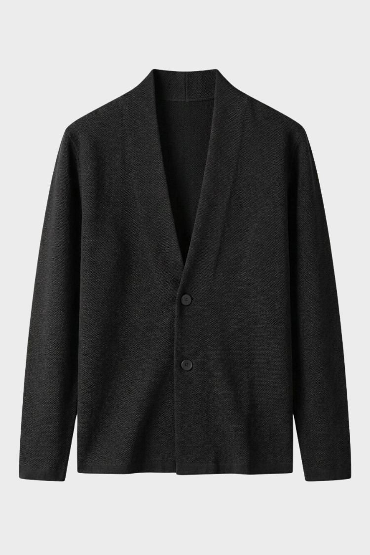 Herren Strickjacke Stehkragen Offene Front Cardigan 1