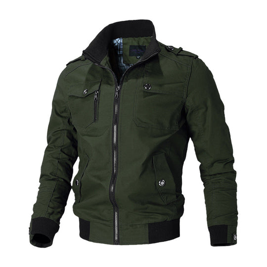 Herren Übergangsjacke Baumwolle mit Reißverschluss und hohem Kragen 4