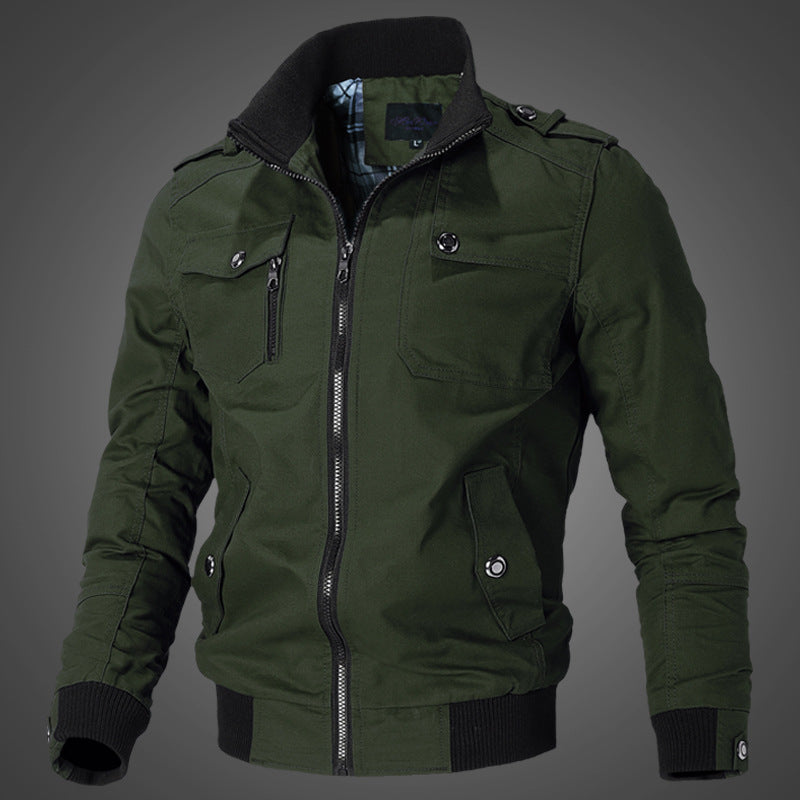 Herren Übergangsjacke Baumwolle mit Reißverschluss und hohem Kragen 0