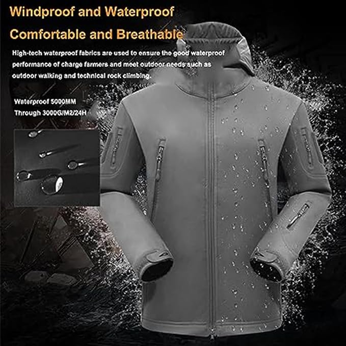 Herren Winterjacke winddicht Wetterschutz mit Reißverschlusstaschen