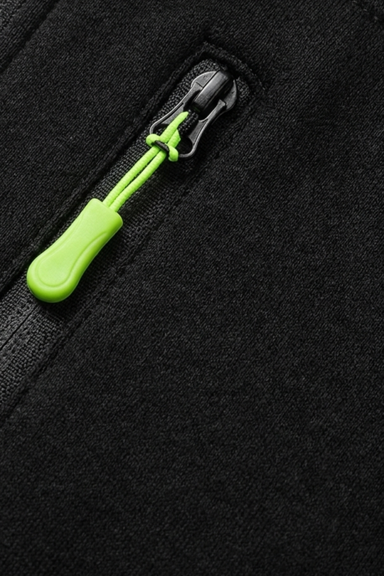 Herren Zip Hoodie Kapuze Brusttasche Lange Ärmel mit Kontrastzipper