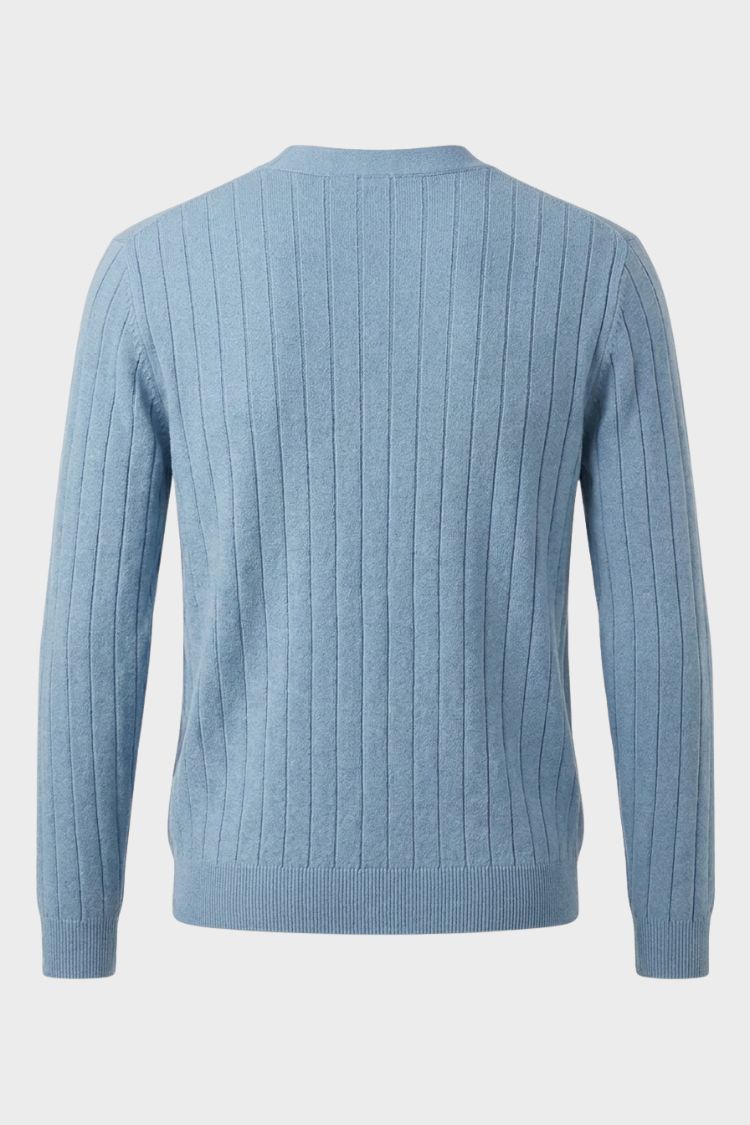 Herren Strickjacke V-Ausschnitt Knopfleiste Cardigan Rippstruktur 3
