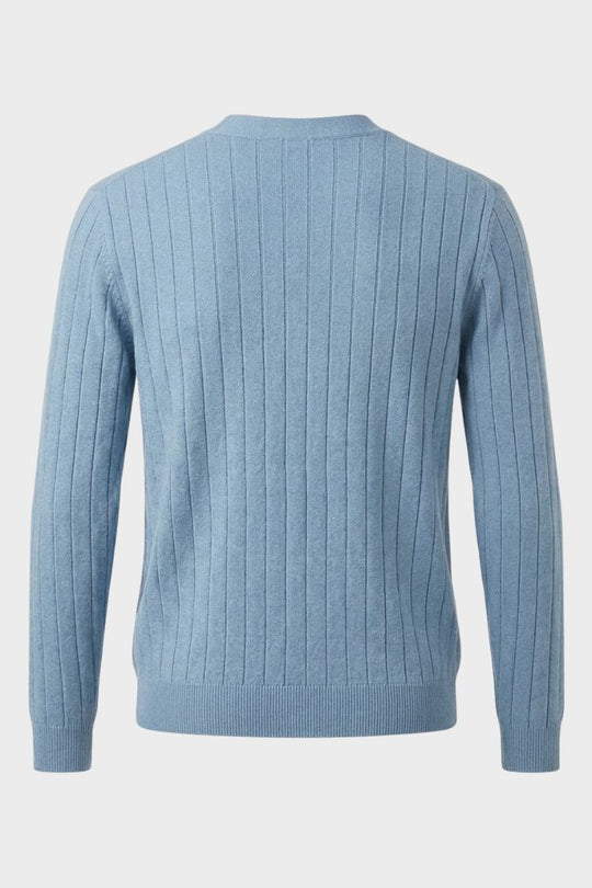 Herren Strickjacke V-Ausschnitt Knopfleiste Cardigan Rippstruktur 3