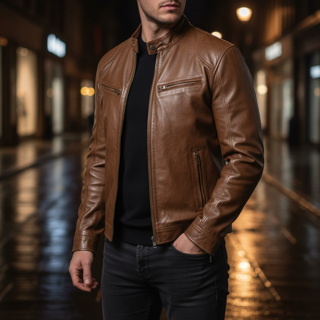 Herren Lederjacke Spencer | Schlanker Schnitt, Weiches Leder 1
