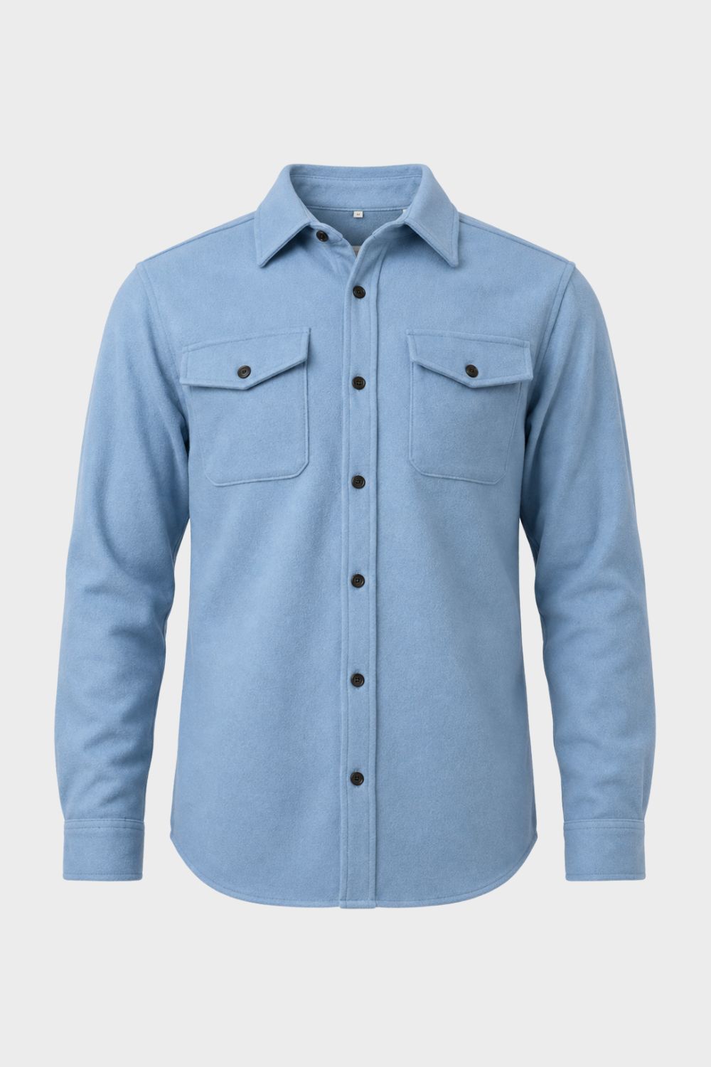 Herren Hemdjacke Knopfleiste Pattentaschen Langarm Hemdkragen 1