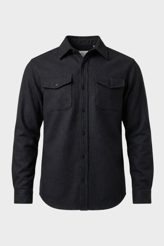 Herren Hemdjacke Knopfleiste Pattentaschen Langarm Hemdkragen 9