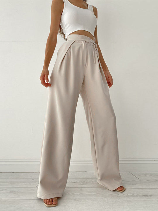 High Waist Pantalon Dames | Wijde Pijpen & Taille-Strik voor Elegante Look