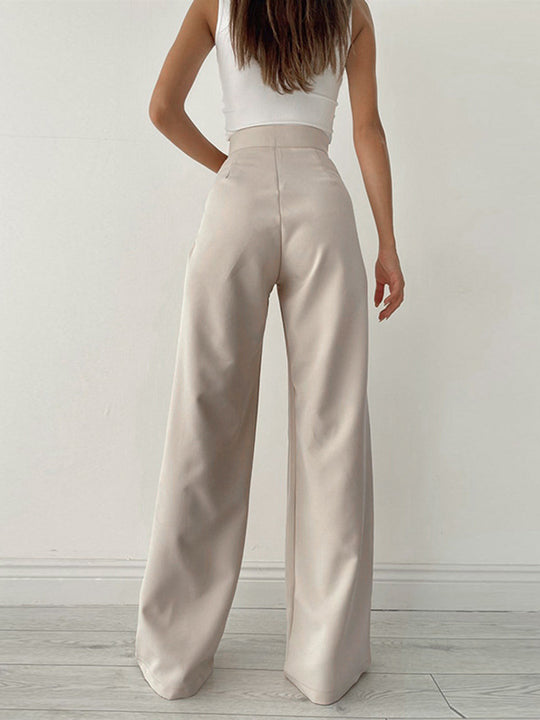 High-Waist-Stoffhose Damen | Weite Beine & Taillenschleife für Eleganten Look