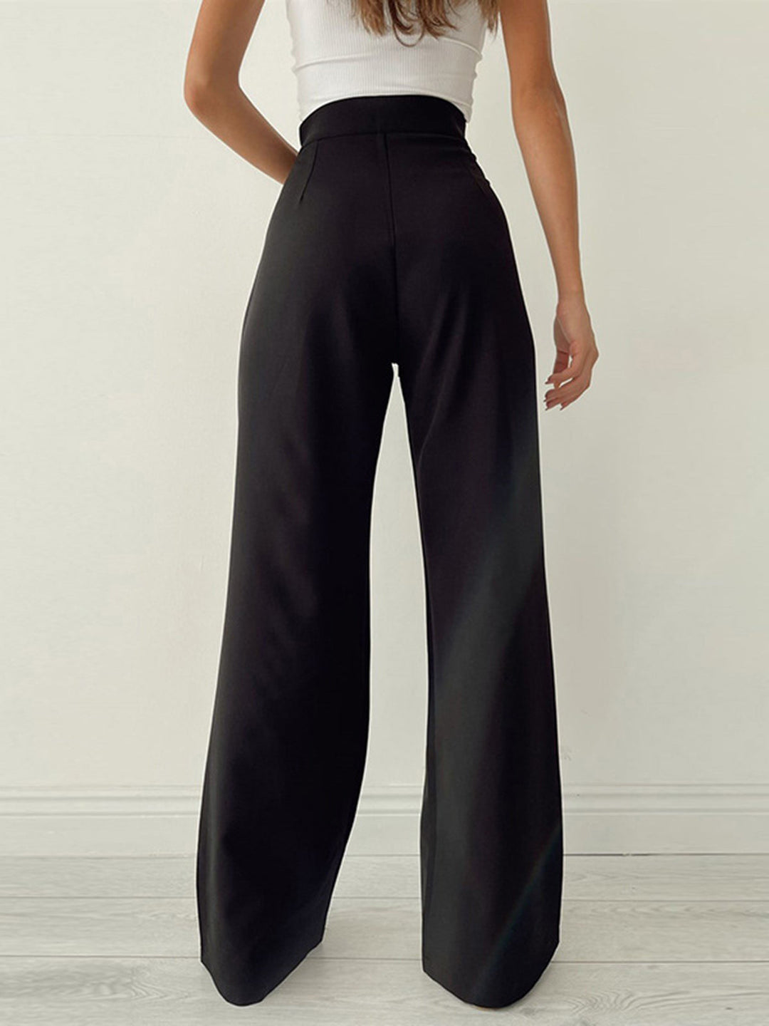 High-Waist-Stoffhose Damen | Weite Beine & Taillenschleife für Eleganten Look