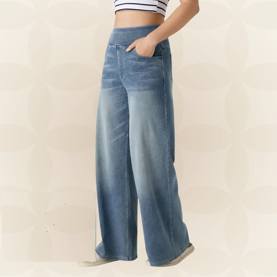 Hoge Taille Jeans Dames | Wide Leg & Elastische Tailleband