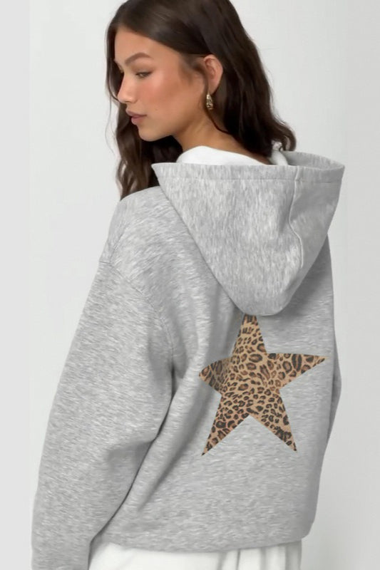 Hoodie Damen | Glitzer-Sternmotiv & Entspannte Passform