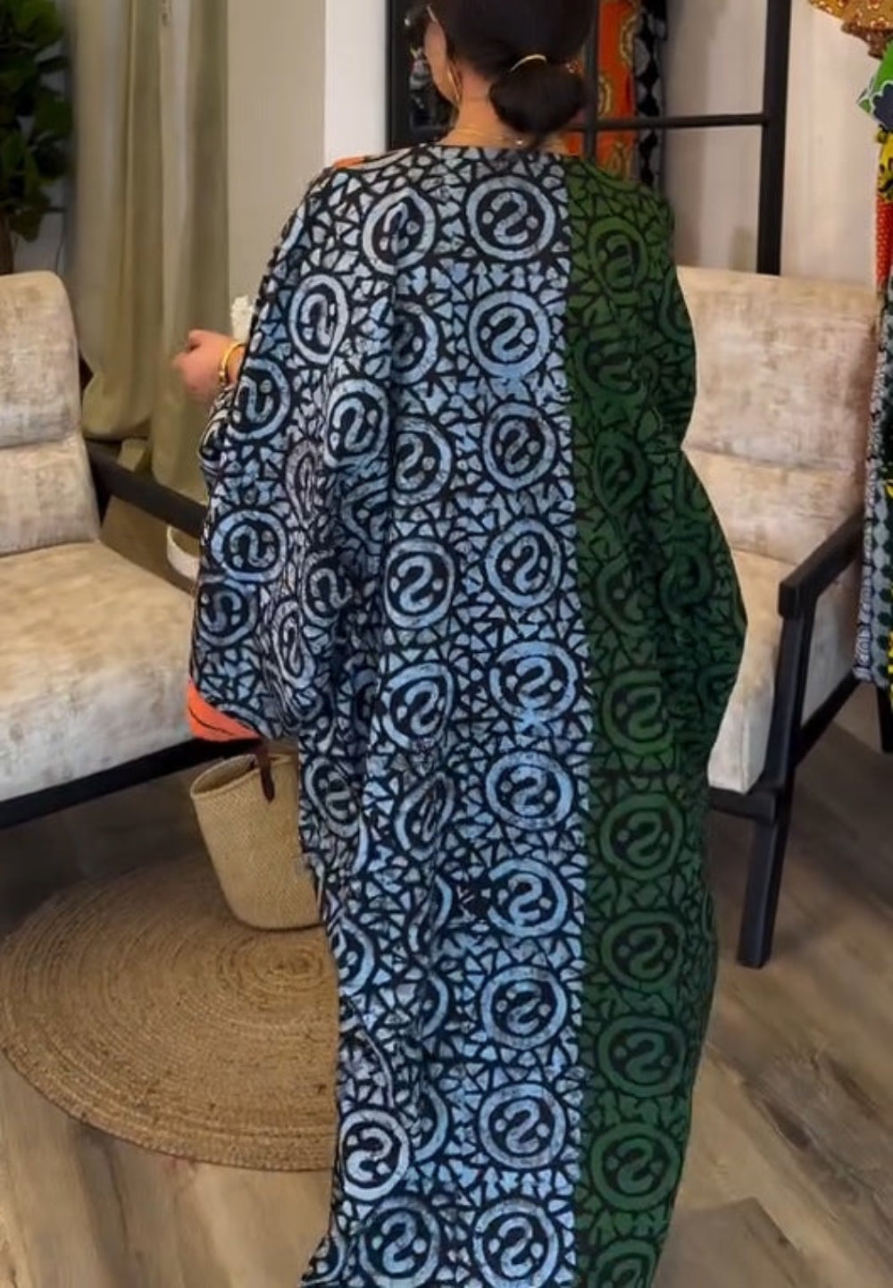 IMANI – AFRIKAANSE PRINT V-HALS KAFTAN MAXI JURK 1