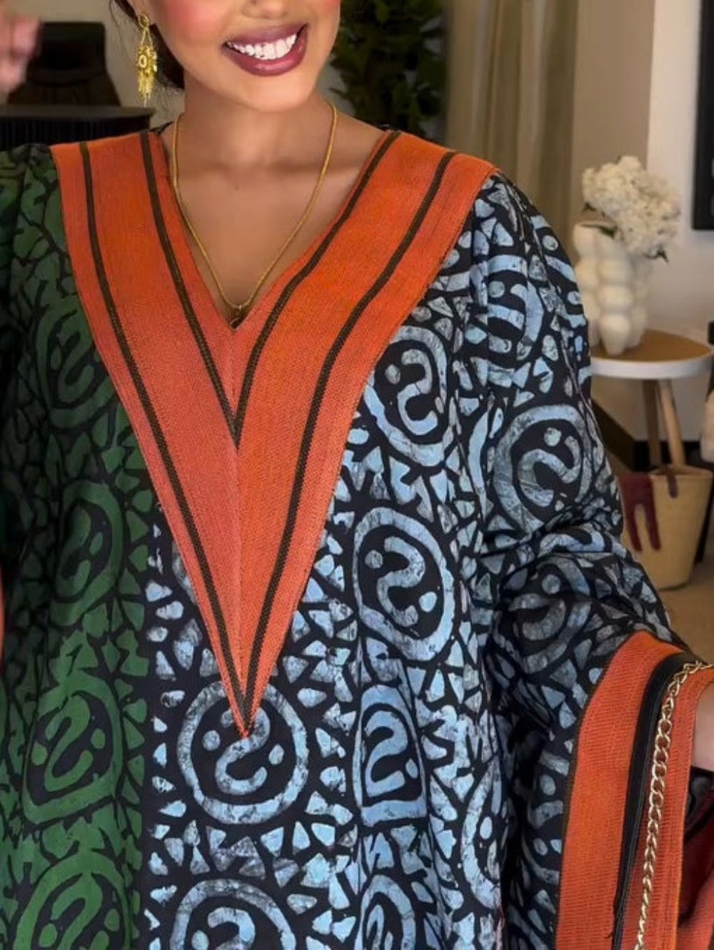 IMANI – AFRIKAANSE PRINT V-HALS KAFTAN MAXI JURK 2