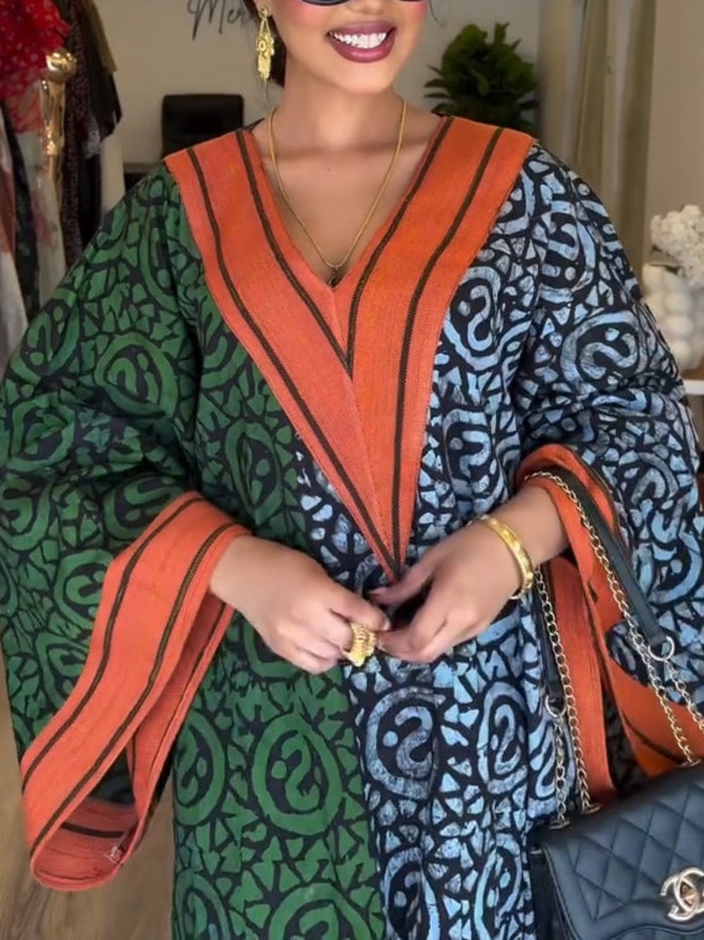 IMANI – AFRIKAANSE PRINT V-HALS KAFTAN MAXI JURK 4