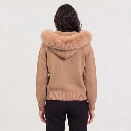 Beige jas met afneembare kraag