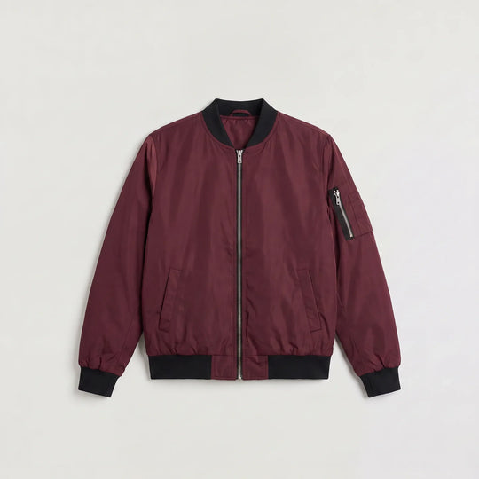 Bomber jacket met ribgebreide details