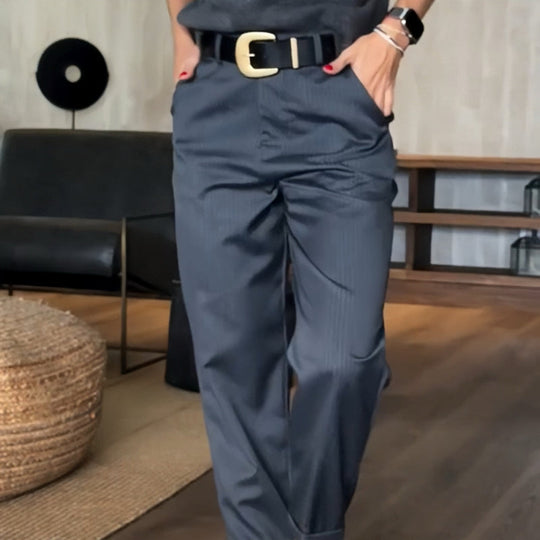 Damen Anzughose Hohe Taille Figurbetont Business Hose 4