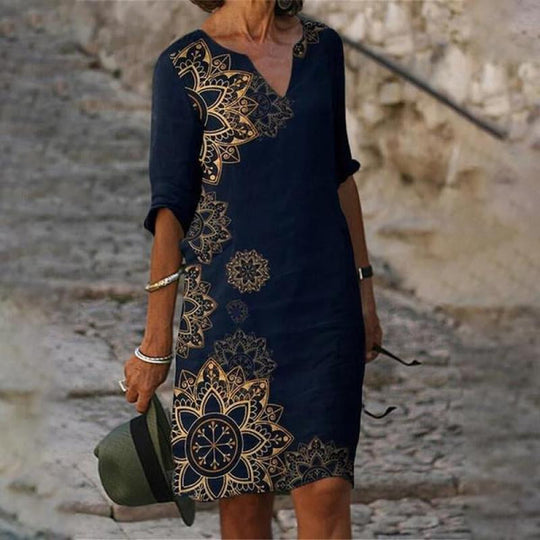 Jacqueline™ -  Lente V-hals Drie-Kwart Mouwen Jurk 1
