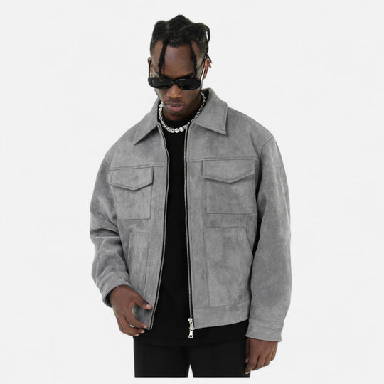 Heren Suède Utility Jas Klassieke Stijl 5