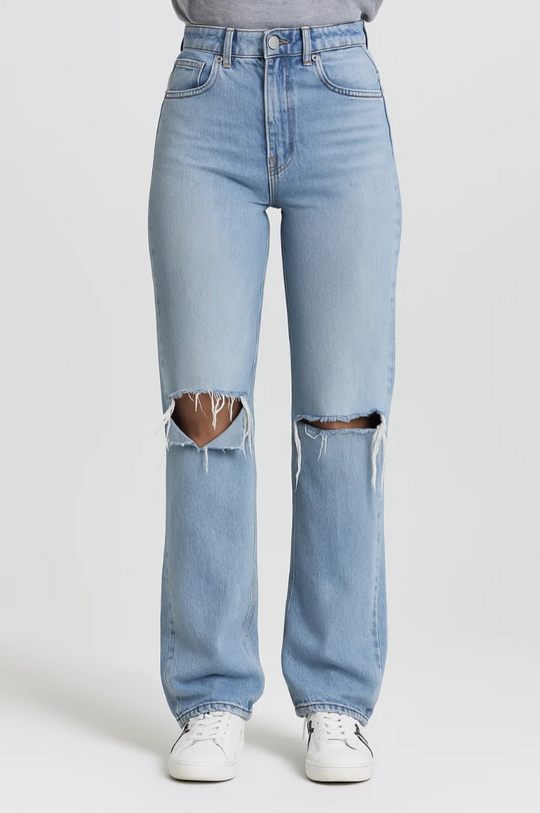 Jeans Dames - High Waist Straight Fit met Ripped Knie | Casual 0