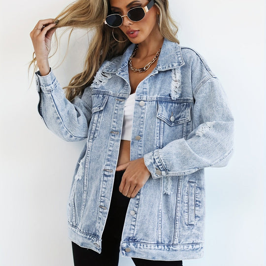 Jeansjacke Damen | Locker Fallende Passform & Coole Destroyed-Details