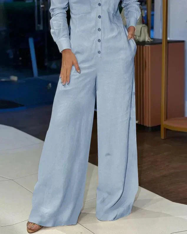 Jumpsuit Damen mit Langen Ärmeln und Weiten Beinen - Amy
