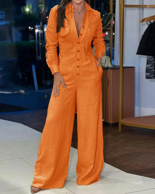 Jumpsuit Damen mit Langen Ärmeln und Weiten Beinen - Amy