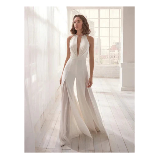 Jumpsuit Damen mit V-Ausschnitt und Weiten Beinen - Abigail 3