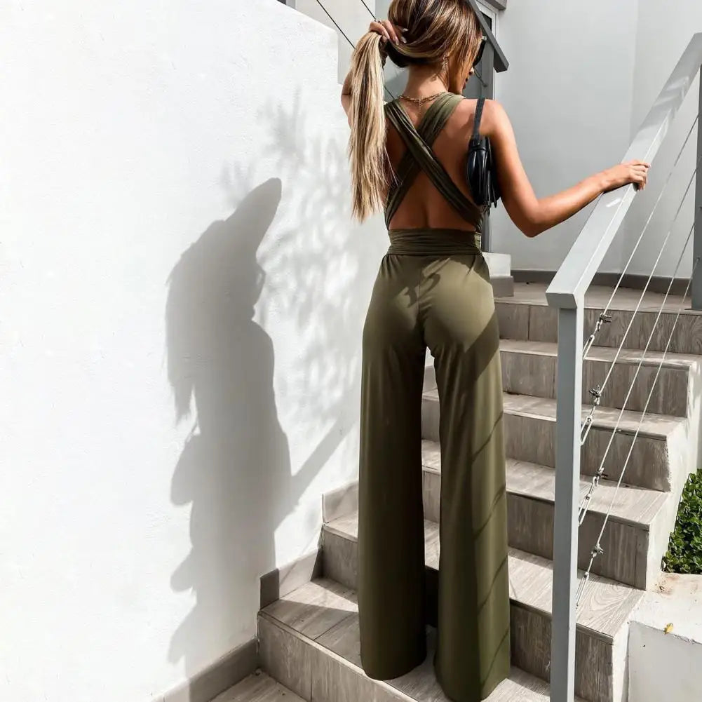 Elegante jumpsuit met gekruiste rug 4