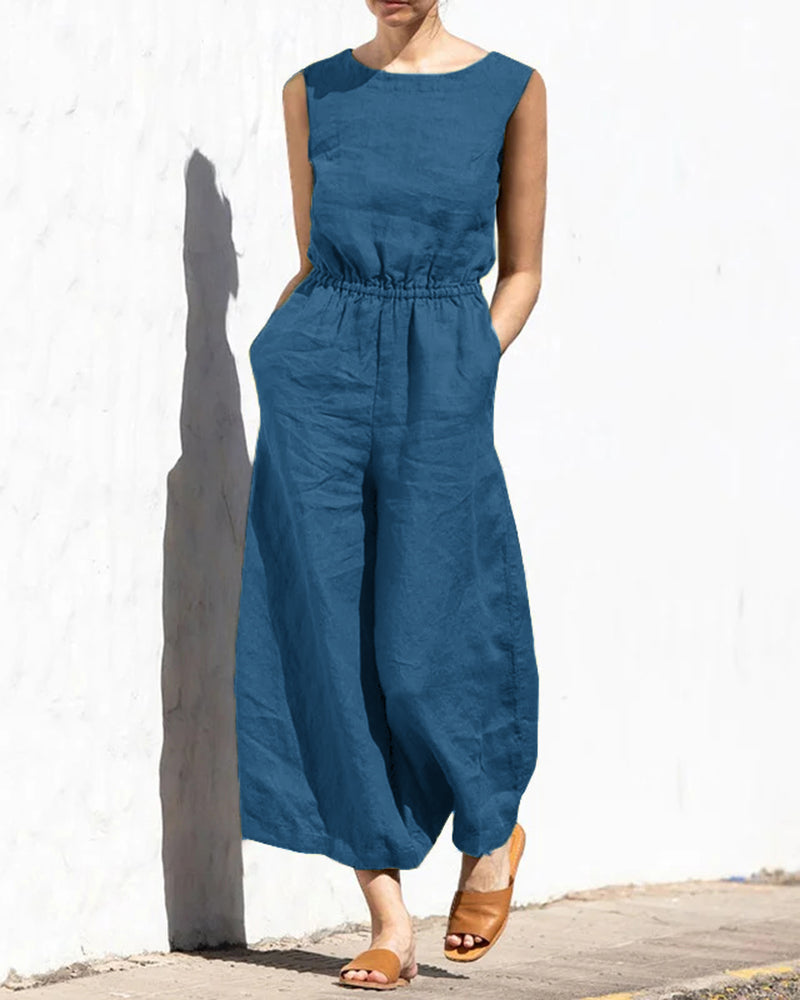 Jumpsuit Dames | Mouwloos comfort & Wijde pijpen