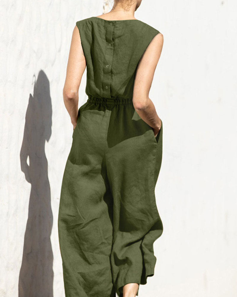 Jumpsuit Dames | Mouwloos comfort & Wijde pijpen