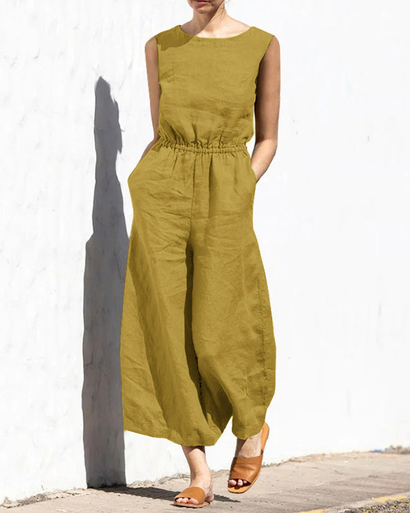 Jumpsuit Dames | Mouwloos comfort & Wijde pijpen