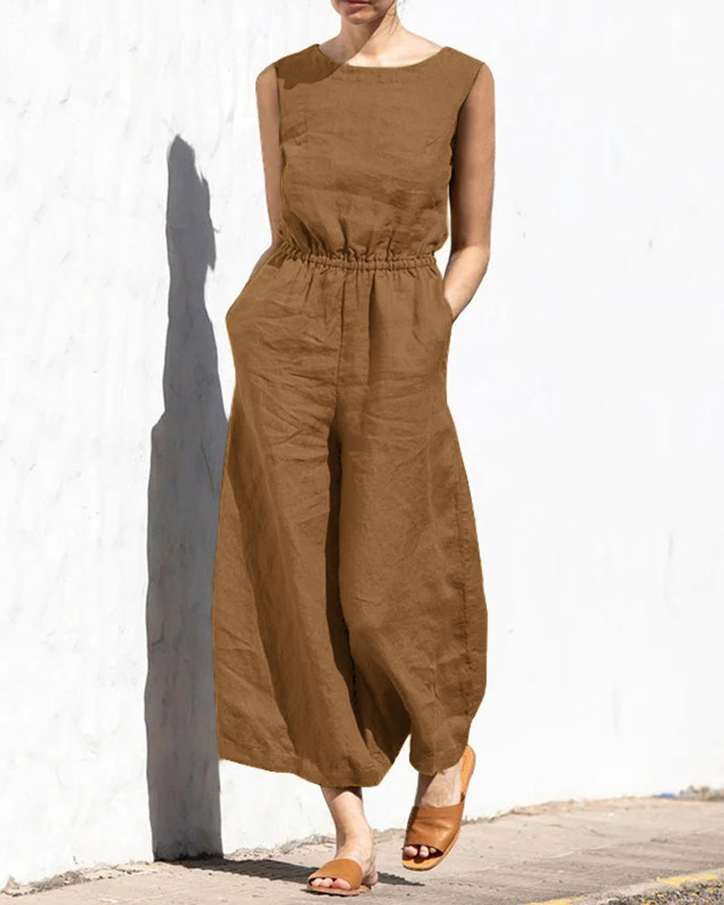 Jumpsuit Dames | Mouwloos comfort & Wijde pijpen