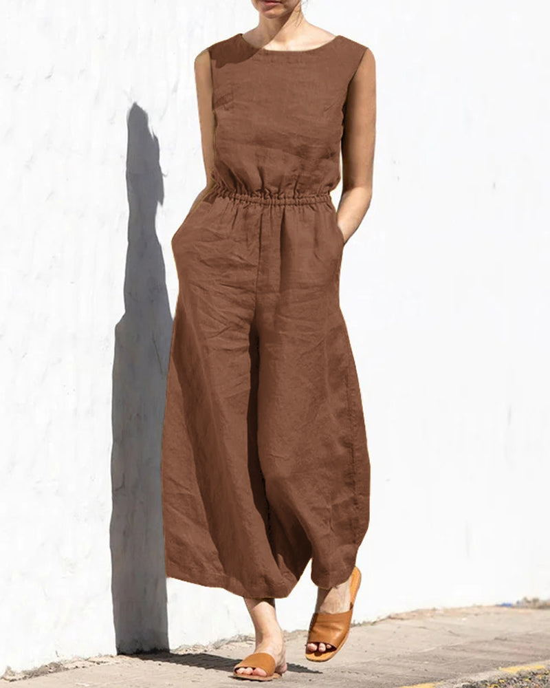 Jumpsuit Dames | Mouwloos comfort & Wijde pijpen