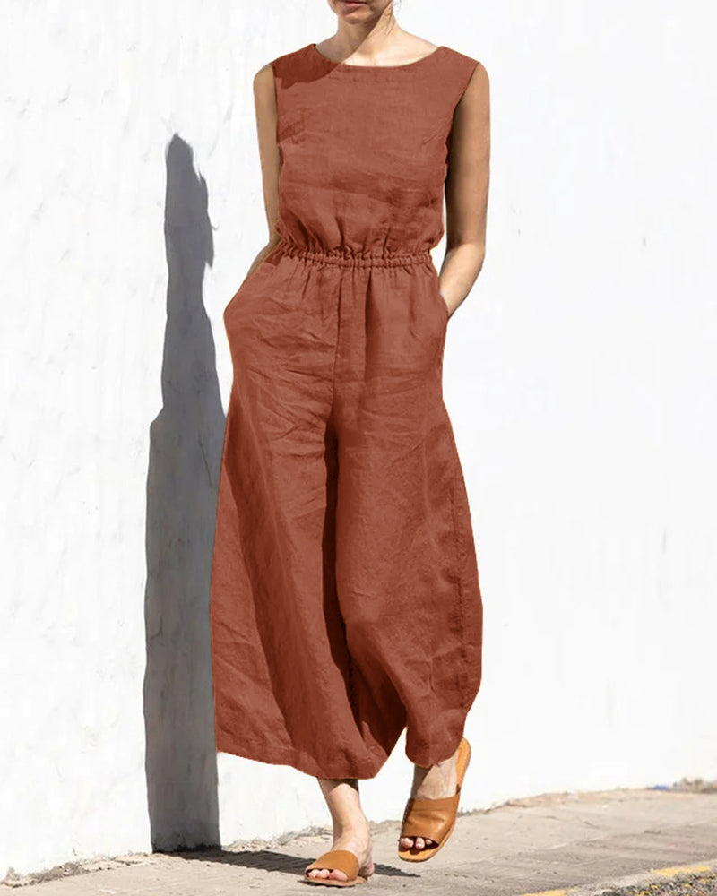 Jumpsuit Dames | Mouwloos comfort & Wijde pijpen