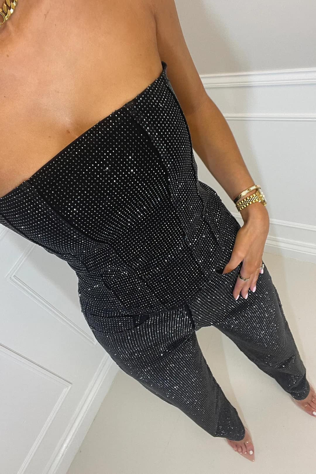 Jumpsuit Dames | Strapless & Subtiele Glitterglans