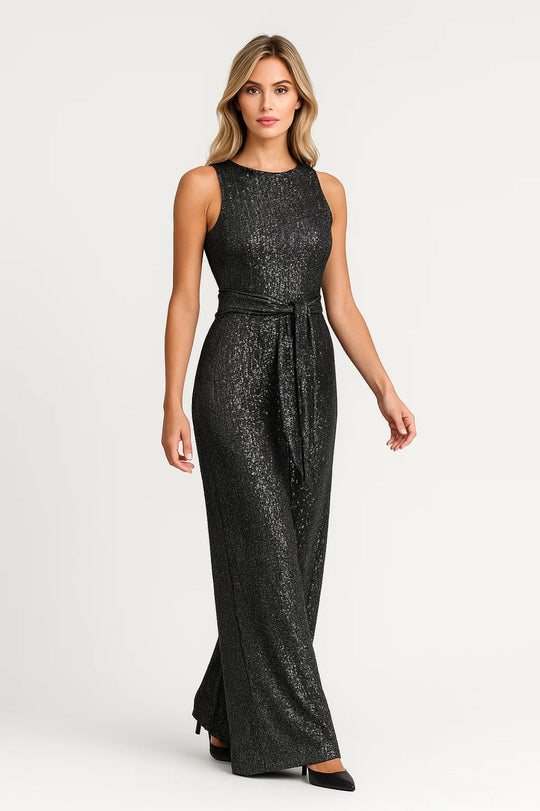 Jumpsuit Dames - Mouwloos Feestmodel met Ceintuur | Glitter 3