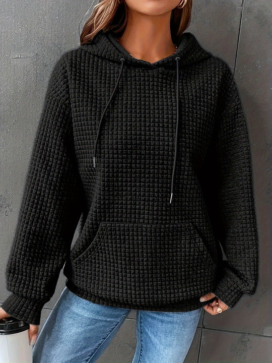 Bequemer Damen-Kapuzenpullover mit Waffeloptik für den Alltag