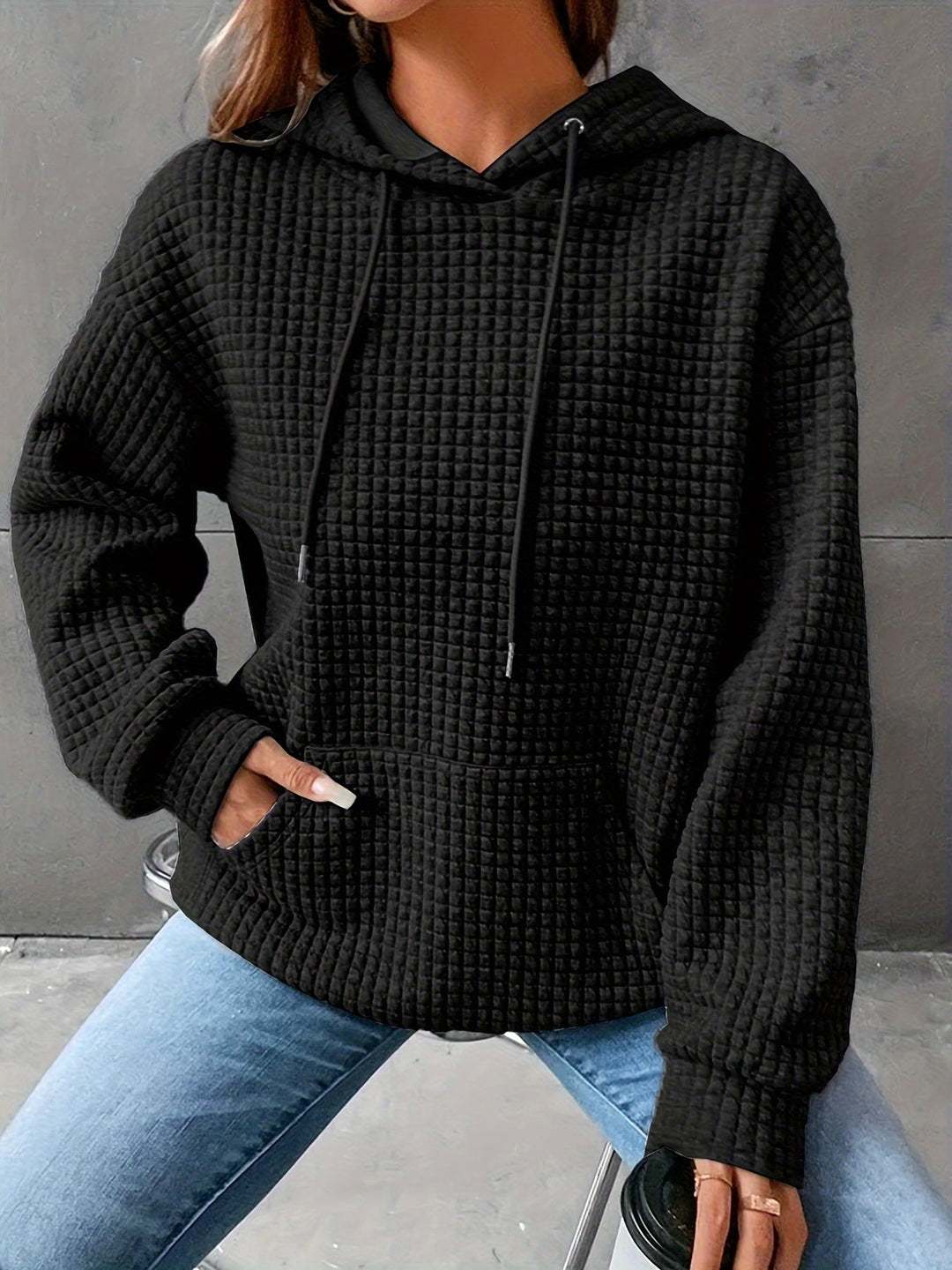 Damen-Kapuzenpullover mit weicher, kuscheliger Materialstruktur