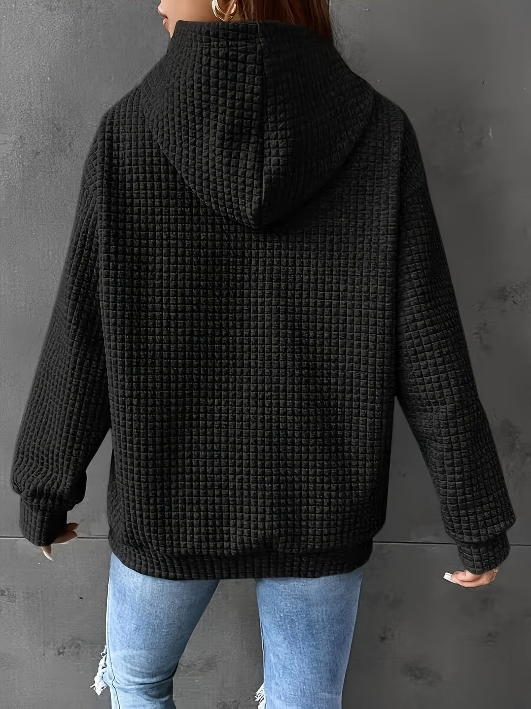 Lässiger Damen-Hoodie mit Waffelstruktur in der Gesamtansicht