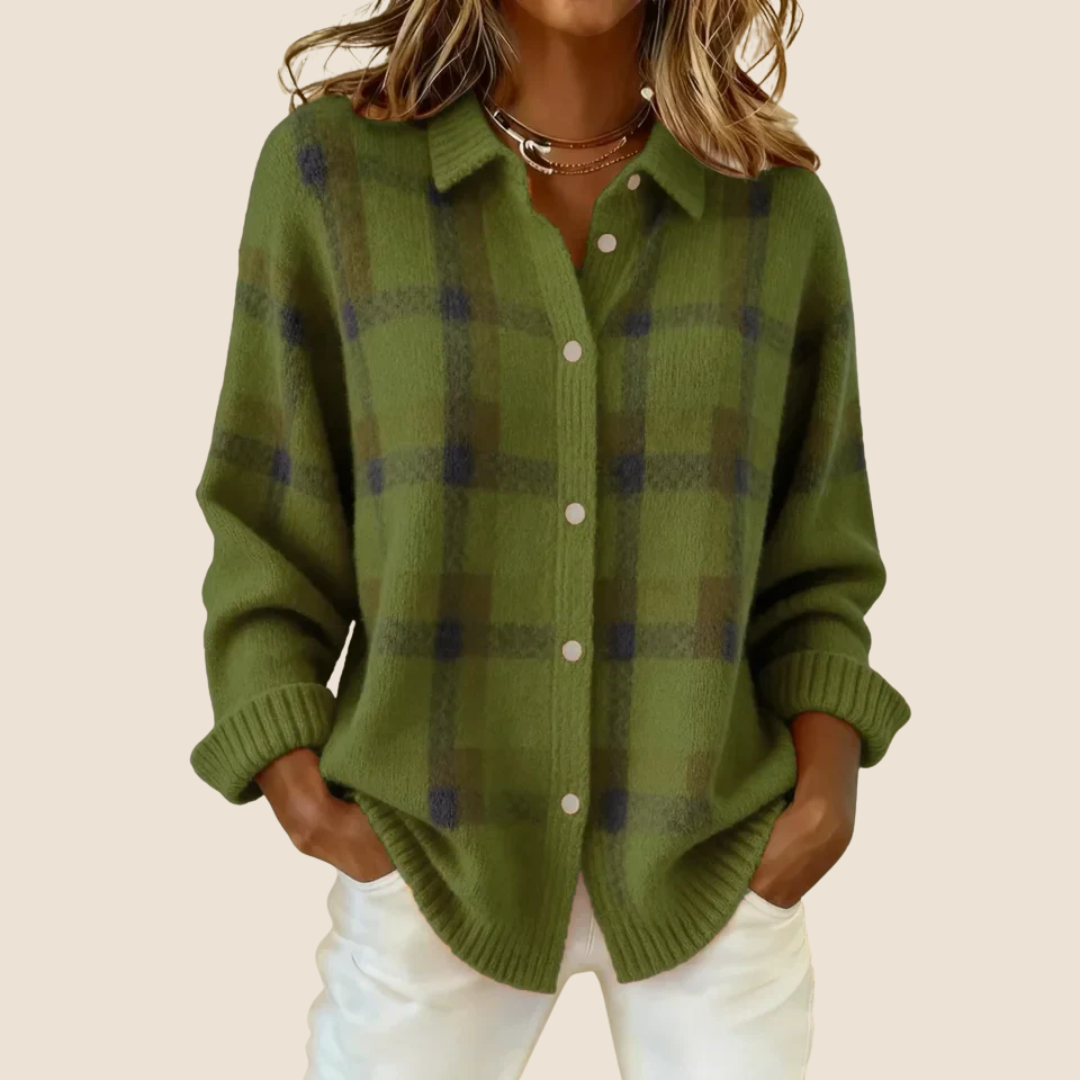 Karierte Strickjacke Damen | Knopfleiste & Wärme 7