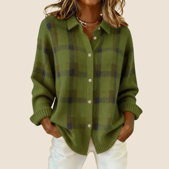 Karierte Strickjacke Damen | Knopfleiste & Wärme 7