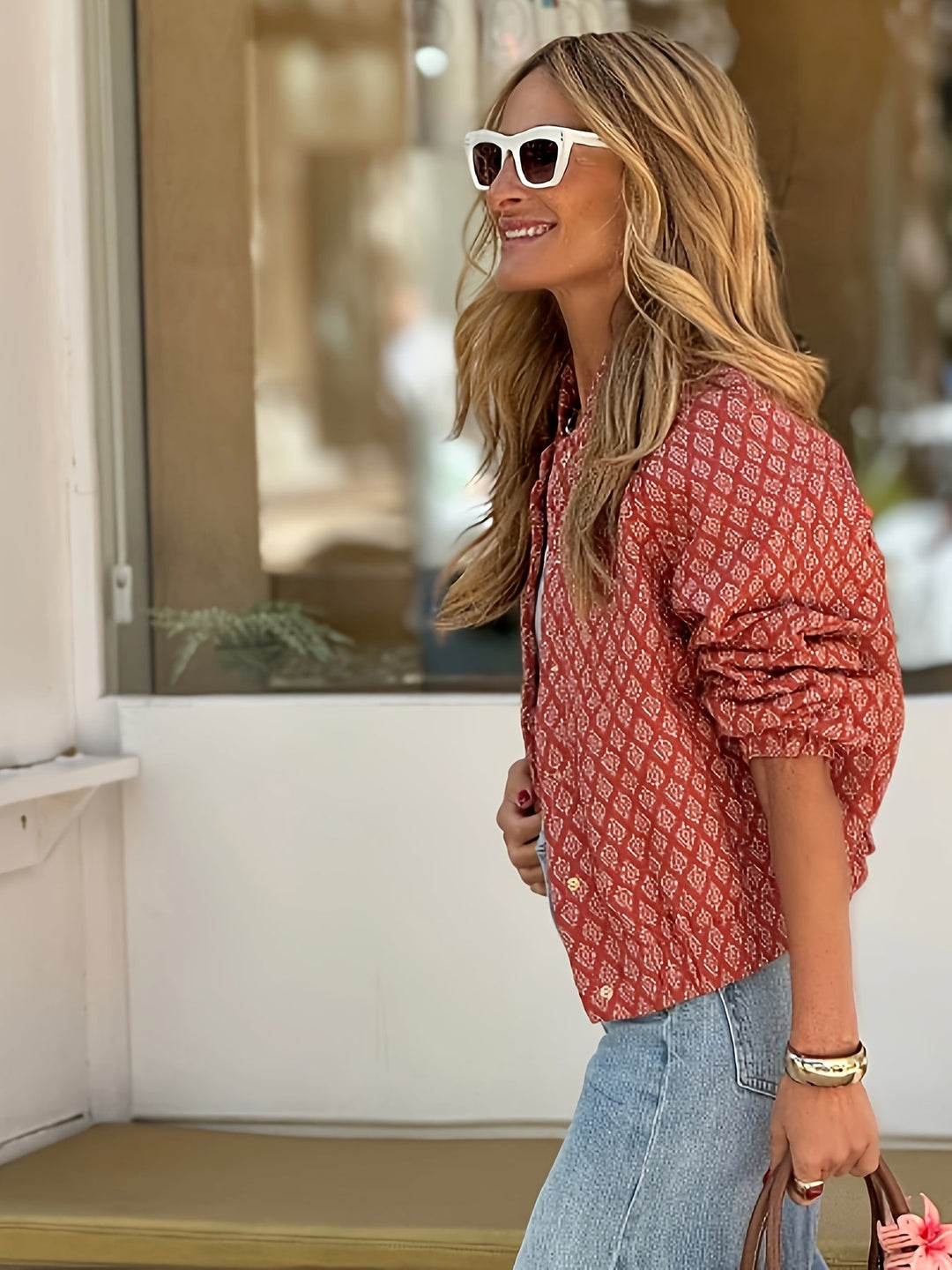 Katoen-Polyester Cardigan – Bloemenprint & Knoopsluiting 2