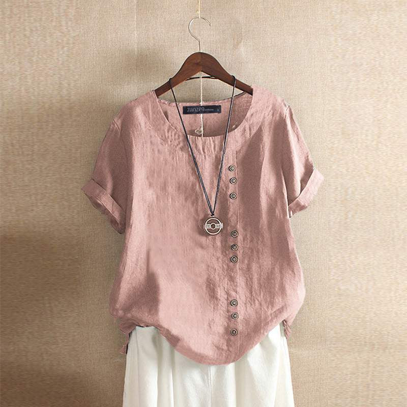 Katoenen top | Knoopdetail & Relaxte Pasvorm