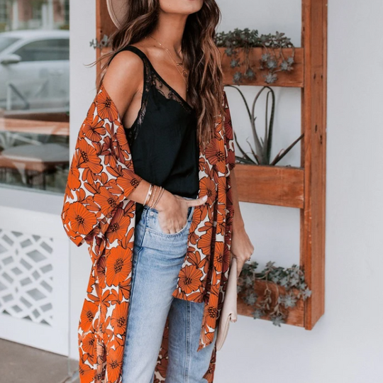 Katoenmix Kimono Cardigan – Lange Vorm & Losse Snit 0