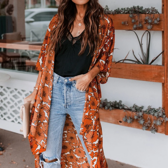 Katoenmix Kimono Cardigan – Lange Vorm & Losse Snit 1